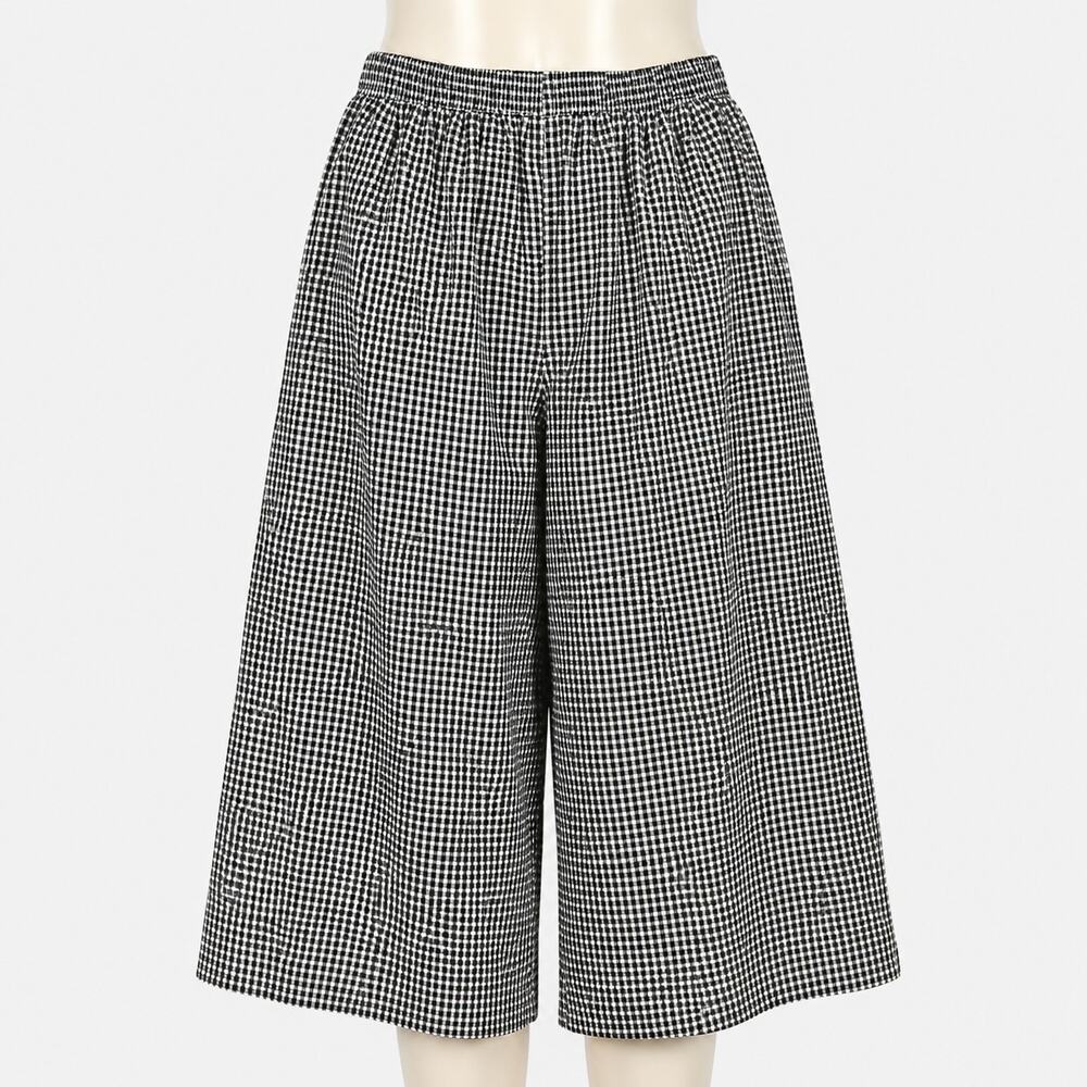Vintage Bon Worth Seersucker Culottes Women's Medium M Black White Gingham
